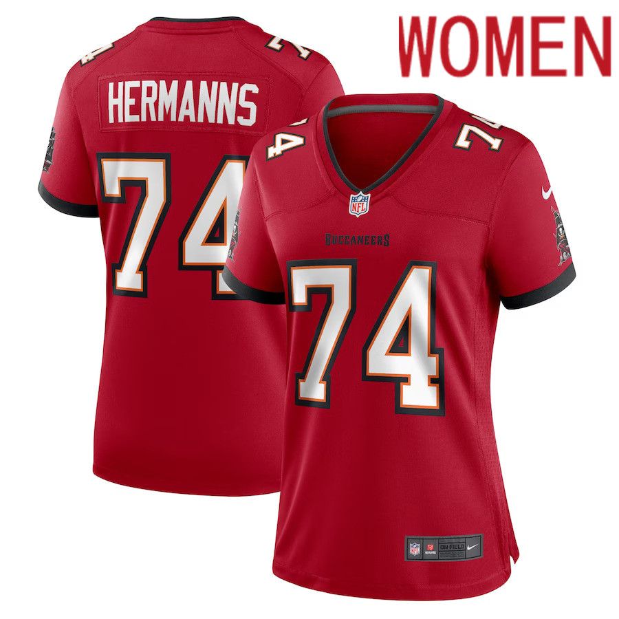 Women Tampa Bay Buccaneers 74 Grant Hermanns Nike Red Home Game Player NFL Jersey